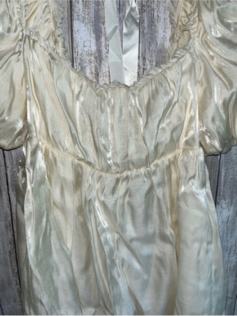 Reformation Aviary Dress Ivory Cream Puff Sleeve Mini Babydoll Coquette 2 - Picture 7 of 11